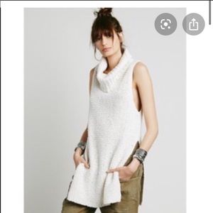 Free People Cowl Neck Sleeveless Tunic Cream Large